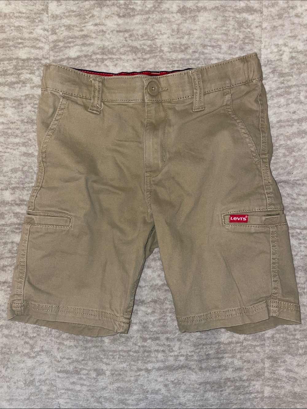 Levi's Boys Tan Cargo Shorts with Red Logo